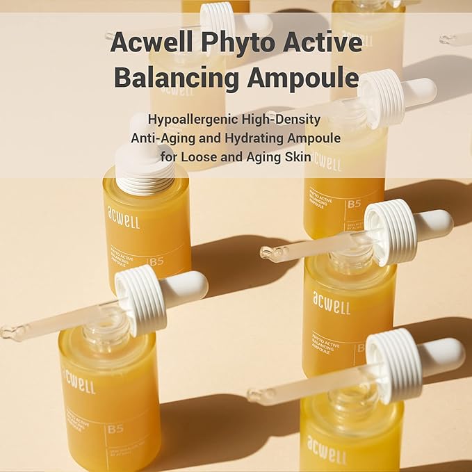 ACWELL Phyto Active Balancing Ampoule Skin Barrier Serum 1.18 fl.oz. - Anti-Aging and Firming Face Serum, Highly Concentrated Hydrating Ampoule, Enriched with Amino Acid to Strengthen Skin Barrier