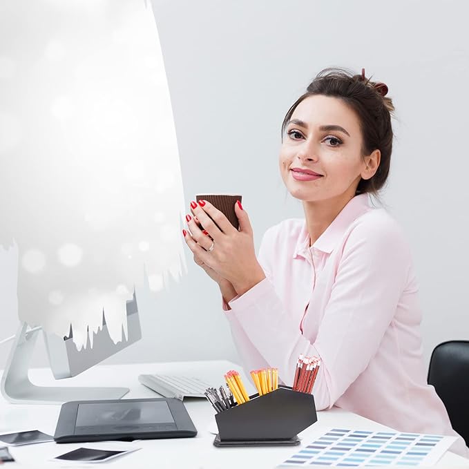 Coffin Brush Holder - Gothic Wooden Makeup Organizer for Vanity - Spooky Halloween Decor for Bathroom, Living Room or Bedroom - Witchy Gifts for Women -Black - 11x6x4 Inches