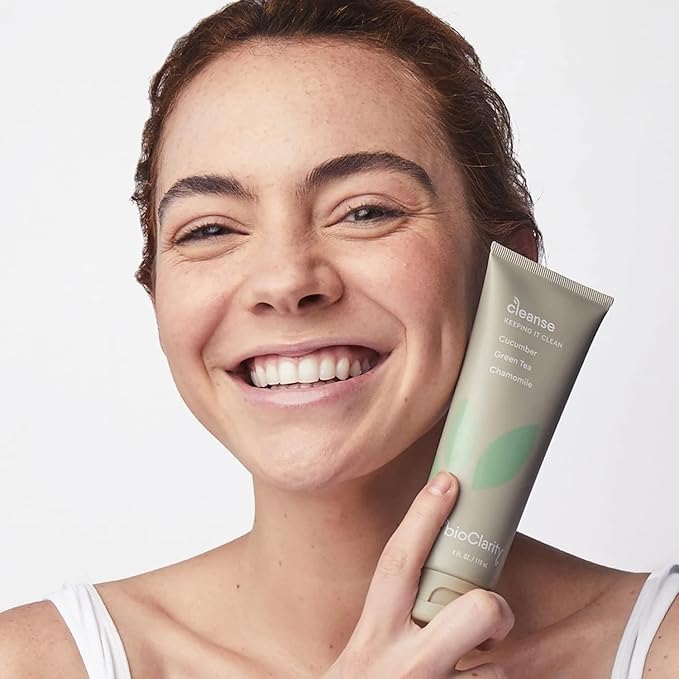 BioClarity Face Cleanser | 100% Vegan, Gentle Wash with Cucumber, Green Tea, and Chamomile, for Sensitive Oily Skin. Natural Ingredients (Set of Two 4oz Cleansers)