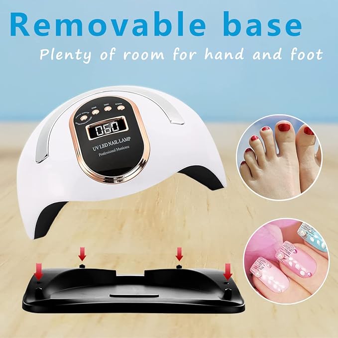W&H UV LED Nail Dryer 168W Faster Gel Nail Curing Lamp for Gel Polish and Regular Polish Professional Machine Pedicure Manicure Fingernail and Toenail Nail (White 168W)