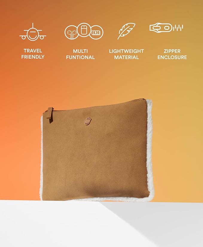 Limited Edition Vegan Shearling Travel Pouch, Fashion Accessory for Touchland Hand Sanitizers & Beauty Essential Toiletries