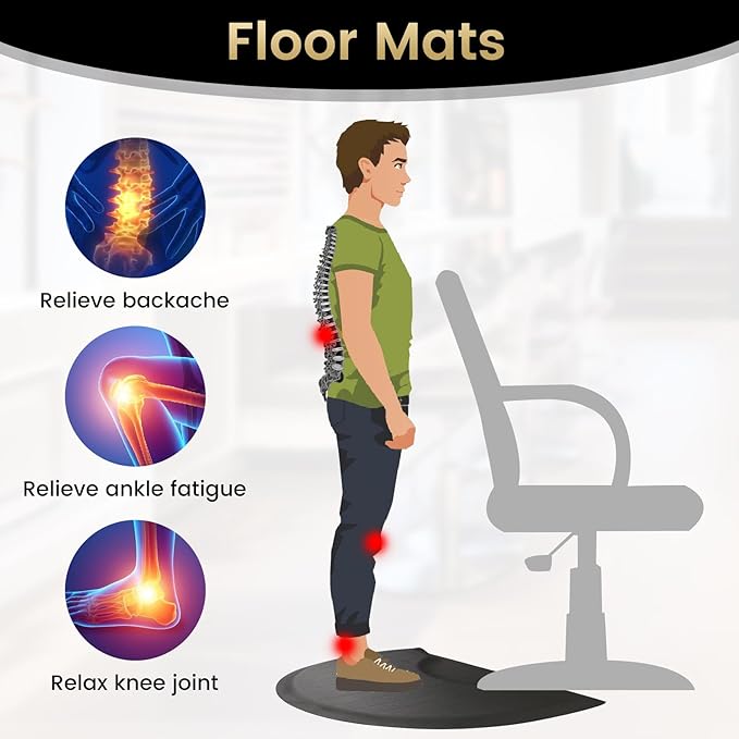 Salon mats for Hair Stylist 35.8"x27.9" Barber Shop Anti-Fatigue Salon Chair Mat - Black Semi Circle Hair Floor mats - 1/2" Thick Comfort Salon Standing Floor Mat, Hair Cutting Hairdressing Equipment