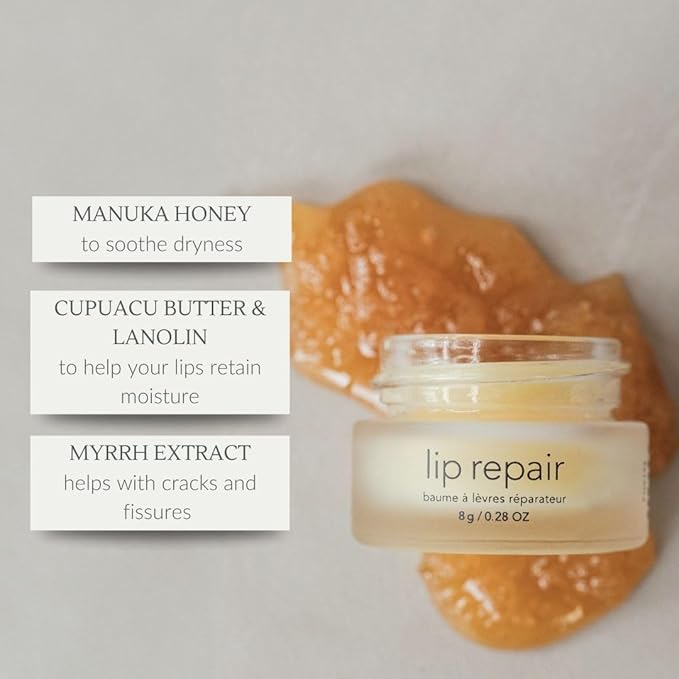 Osmia Skincare - Natural Lip Repair Overnight Mask + Hydrating Gloss | Manuka Honey, Myrrh, Lanolin | Moisturize, Plump, Soothe | Clean Beauty For Healthy Skin (0.28 oz | 8 g)