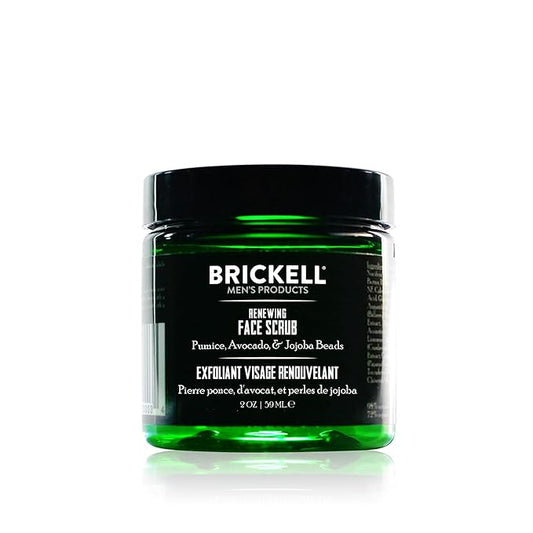 Brickell Men's Renewing Face Scrub for Men, Natural and Organic Deep Exfoliating Facial Scrub Formulated with Jojoba Beads, Coffee Extract and Pumice, 2 Ounce, Scented