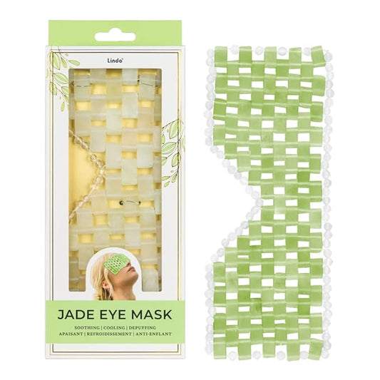 Lindo Jade Eye Mask - Facial Sleep Eye Mask, Handcrafted 100% Natural Jade Stone, Hot & Cold Therapy, Naturally Cooling, Soothing & Depuffing, Anti-Aging Skincare