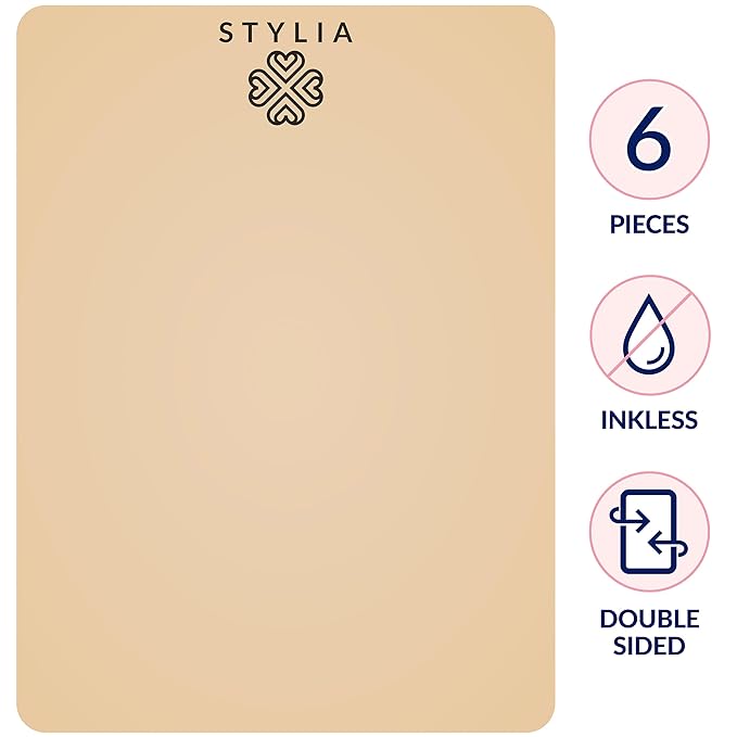 Stylia Microblading Practice Fake Skin Silicone Sheet for Eyebrow Tattoo, Micro Blading and Needling, Fake Skin for Tattoo, Eye Brow Makeup, Tattoo Skin Practice Kit Supplies (6 Blank Double Sided)