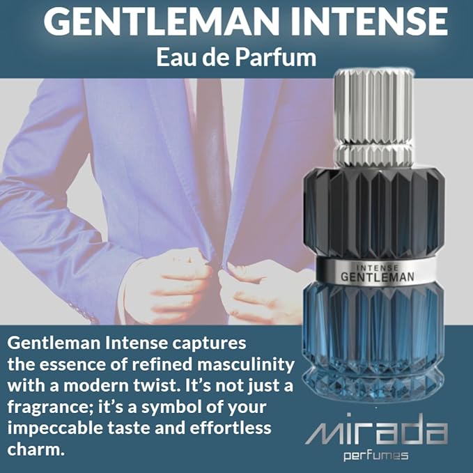 Gentleman Intense, Men's Eau de Parfum (EDP) 3.4 FL. Oz (100ml), Men’s Perfume with Notes of Bergamot, Lemon, Ginger, Lavender, Mint, Apple, Juniper, Cardamom, Geranium, Vanilla, Tonka Bean