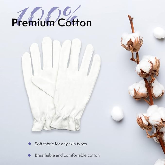 Moisturizing Cotton Glove for Dry Hand Treatment, Nighttime Sleeping Gloves for Eczema, Dry Sensitive Irritated Skin, Hands SPA, Lightweight, Durable and Reusable, Mitten (L - 7 Pairs)