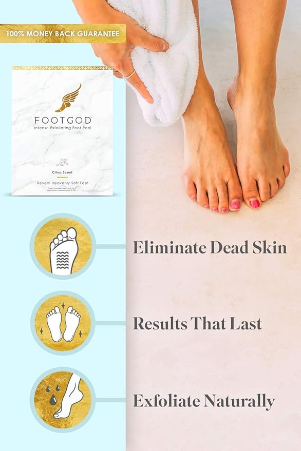 FootGod Exfoliating Foot Peel: Reveal Baby Smooth Feet, Moisturizing Aloe Gently Helps Peel Dead Skin, Eliminate Calluses with Luxury Skincare Technology