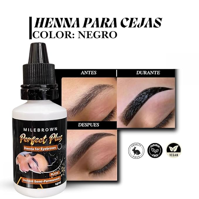 Eyebrow Henna, for natural-looking coloring, 15 ml (Black)