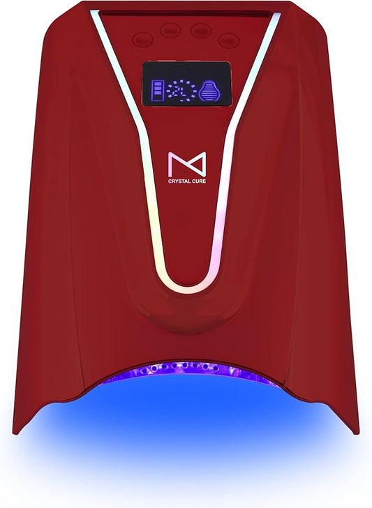 M - Crystal Cure 128W UV/LED Nail Lamp | Fast Curing with 45 Powerful LEDs | Cordless, Rechargeable, Auto Sensor |Gift Mom Professional Gel Nail Dryer for Manicures & Pedicures (Red)