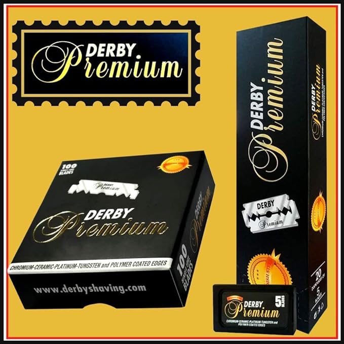 500 "Derby Premium" Single Edge Razor Blades for straight razor