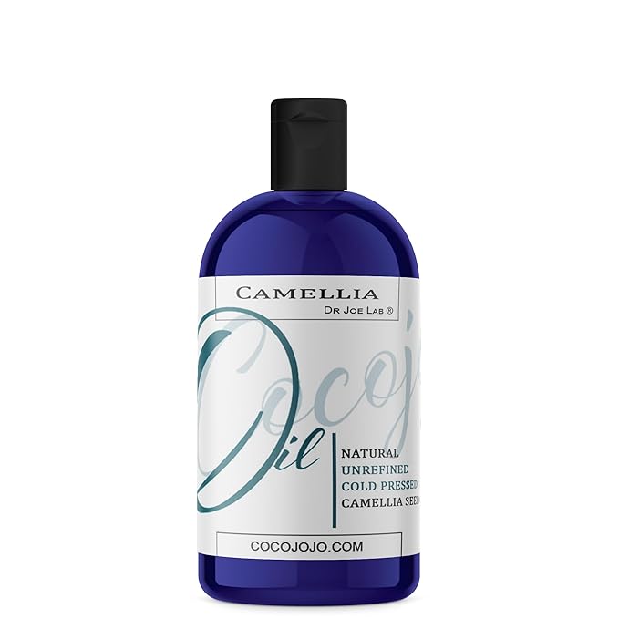 Dr Joe Lab Japanese Camellia Seed Oil - Pure, Unrefined, Cold Pressed, Non-GMO Bulk Carrier - 16 oz - for Skin, Hair, Nails, Body, Facial Hair - Hydrating Moisturizing Vegan Nourishing
