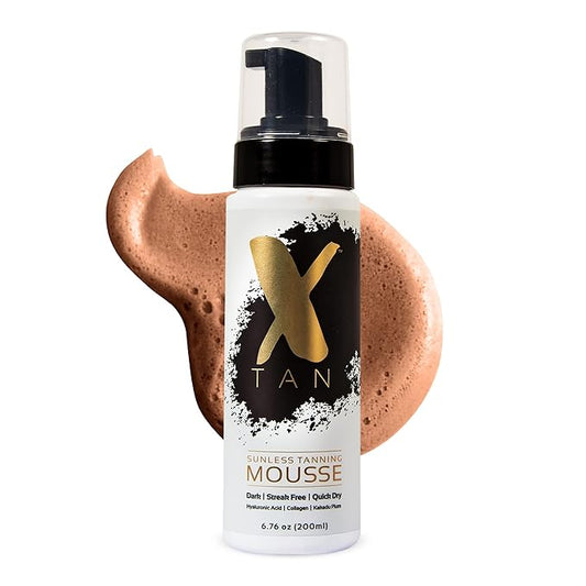 Sunless Tanning Mousse, Quick-Dry Self Tanner Foam for Natural Hydration and Nourishment, Moisturizing and Long-Lasting Sunless Tanner for All Skin Types, Paraben-Free, 6.76 oz - X-Tan Sunless