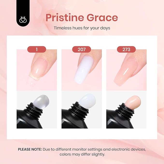 Beetles Poly Extension Gel Kit 3 Colors Nude Clear White With Tips Slip Solution All-in-One Builder Gel DIY French Nail Art Design Beginner Kit