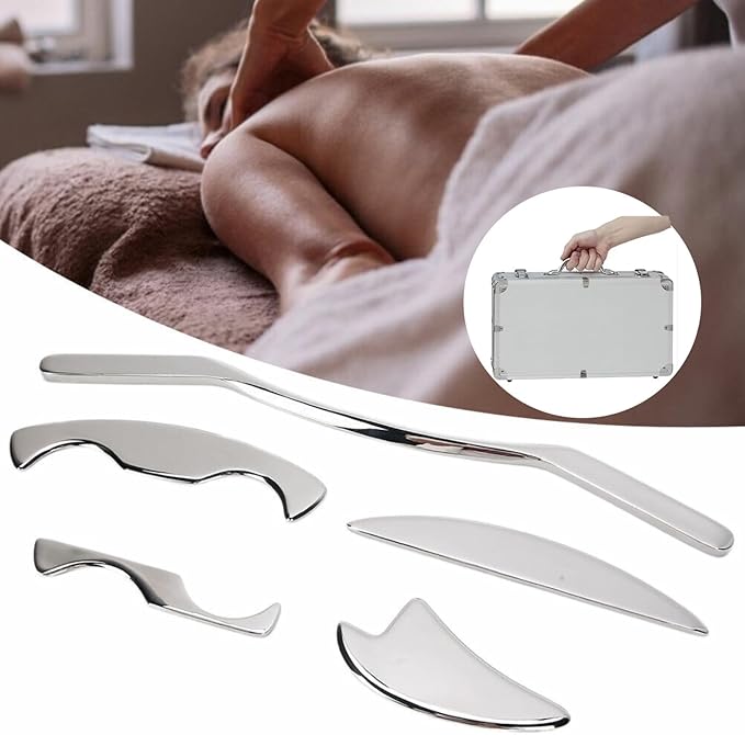 Scar Tissue Muscle Scraper Tool Plantar Fasciitis Scar Tissue Scraper Physical Therapy IASTM Body Massage Gift Set with 5 Pieces