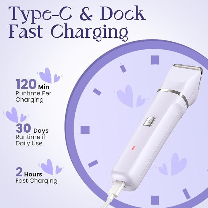 Electric Razors for Women - Wet/Dry Womens Electric Shaver for Legs, Replaceable Body Hair Blade Heads&Hair Remover for Face Head, No Nick, No Cut, No Razor Burn, Purple