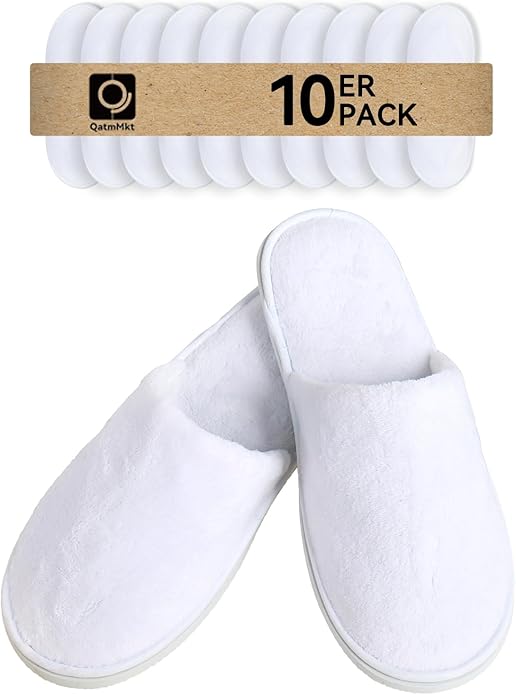 10Pcs Unisex Disposable Slippers for Guests, SPA, Hotel, Bath, Travel - Bulk Cotton Slippers for Shoeless Home, Guest House or Commercial Use