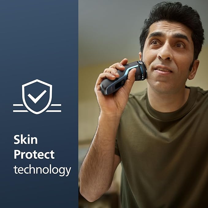 Philips Norelco Shaver 3600 Series, Wet and Dry Electric Shaver, P-Cap, Travel Pouch, Storm Blue, Model S3243/91