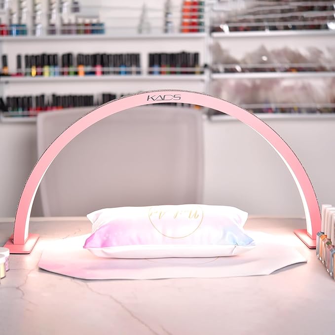 KADS 29In Wide Half Moon Nail Desk Lamp, Half Moon Light for Nail Desk, Lash Light for Eyelash Extensions with 3 Color Temperature 3000k-6500k for Nail, Lash, Tattoo, Skincare (Pink)