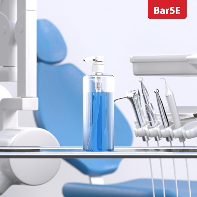 Bar5F Pump Bottle (4-Pack 32-Ounce 1-Liter) Empty for Shampoo Conditioner Body Wash Lotion BPA-Free Crystal-Clear