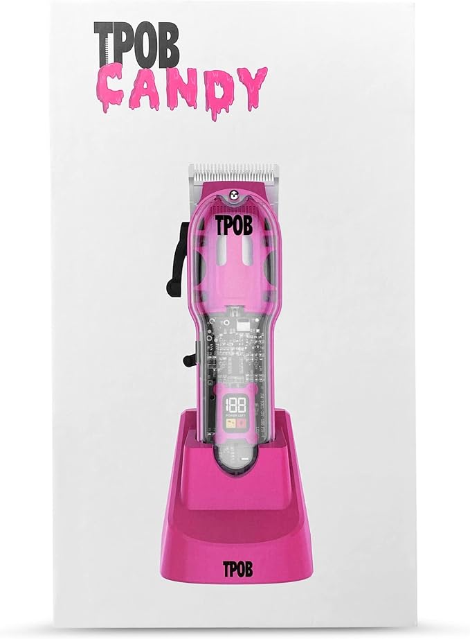 TPOB Slime 2 Candy Edition Barber Hair Clippers for Men 6800 RPM with Matte Pink Case and Taper Blade