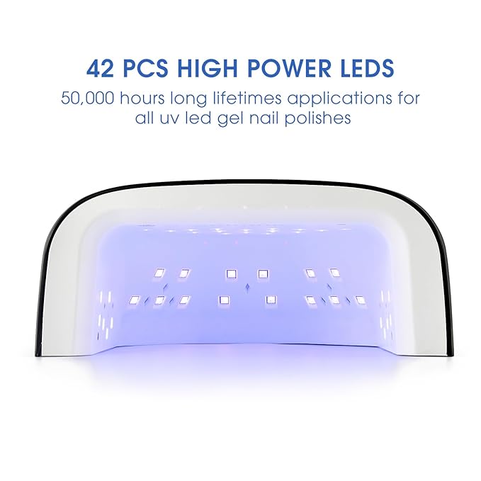 Rechargeable UV LED Nail Lamp 60W Cordless Nail Dryer LED Gel Polish Light with LCD Display, Auto Sensor and 4 Timer Settings, Professional Curing Lamp with 42 LED Beads for Salon and Home