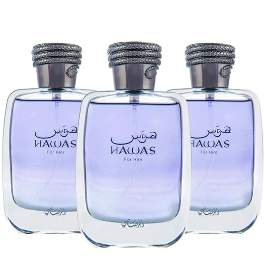 RASASI Hawas For Him EDP Spray 100ML (3.4 OZ) Long Lasting and Luxurious Scents for Men. (PACK OF 3)