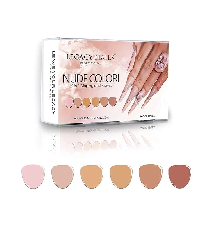 Legacy Nails Professional ACRYLIC NAIL POWDER COLLECTION - High-Pigment Formula, Long-Lasting Wear & Salon-Quality Nail Art, Extensions, and Sculpting (NUDE COLORI COLLECTION)
