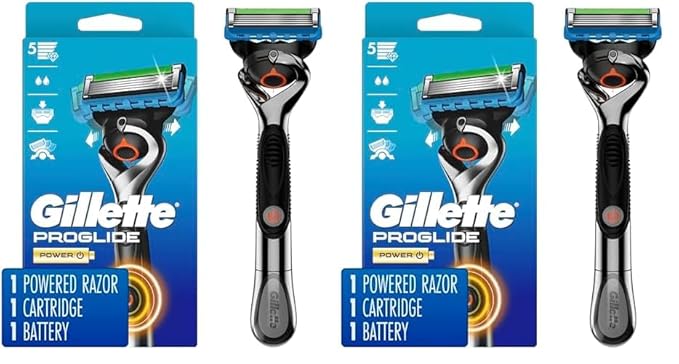Gillette ProGlide Power Razor for Men, 1 Gillette Power Razor Handle + 1 Blade Refill (Pack of 2)