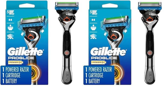 Gillette ProGlide Power Razor for Men, 1 Gillette Power Razor Handle + 1 Blade Refill (Pack of 2)