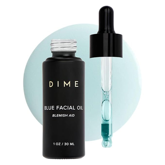 DIME Beauty Blue Facial Oil, Blemish Spot Treatment with Blue Tansy Oil, Black Cumin Seed Oil, Rosehip Oil, and Grapeseed Oil, 1 oz / 30 mL