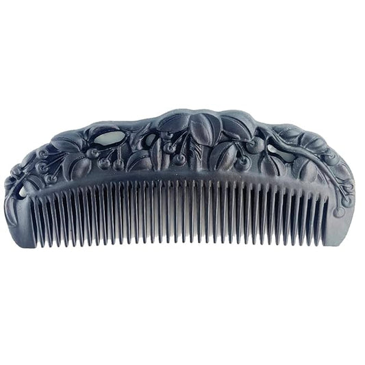 Black Sandalwood Natural Hair Comb, Ebony Carved Fine Tooth Wooden Comb- Anti-Static No Snag Handmade Hair Wood Comb for Women Men - with gift box