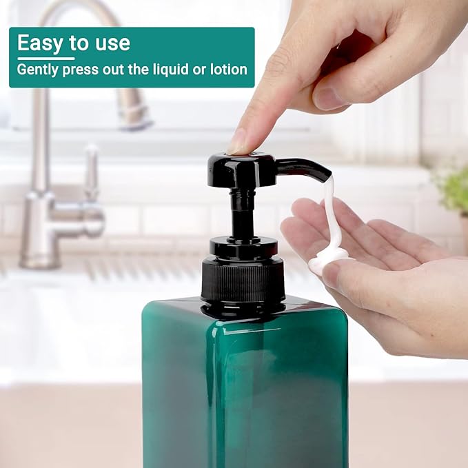 Suream 3Packs Empty Pump Shampoo Bottles, 15oz/450ml Refillable Conditioner Dispenser for Bathroom, Reusable Liquid Dispenser Bottle for Kitchen Sink, Laundry Room, Salon, SPA, Restaurant, Blue