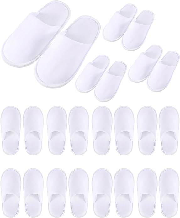 12 Pairs Kids Disposable Slippers for Guests Closed Toe Non Slip Spa Slippers Bulk Soft House Slippers Winter Warm Flip Flops for Boys Girls Travel Hotel Party Indoor Outdoor