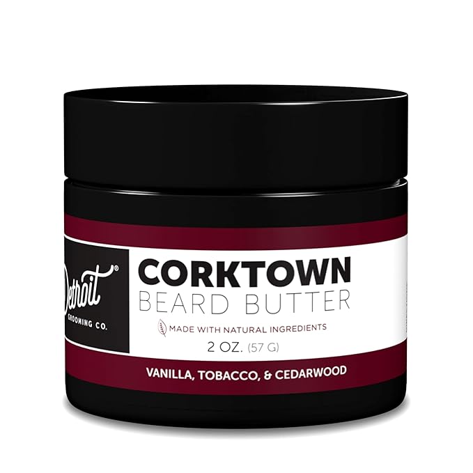 Detroit Grooming Co. Beard Butter for Men | Softens, Thickens & Hydrates with Safflower Oil & Shea Butter | Corktown Scent, 2oz