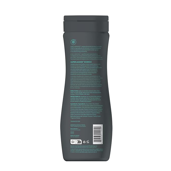 ATTITUDE 2in1 Shampoo and Body Wash, EWG Verified, Plant and Mineral-Based, Vegan Personal Care Products, Black Willow and Aspen, 16 Fl Oz (Pack of 6)