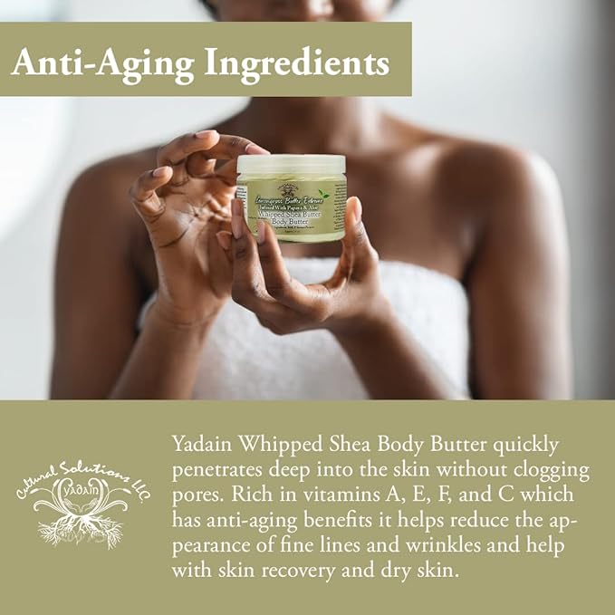 Yadain Lemongrass Extreme Body Butter | Whipped Shea Butter for Face and Body Moisturizing Natural Body Butter for Skin Detox, Cruelty-Free, 12oz