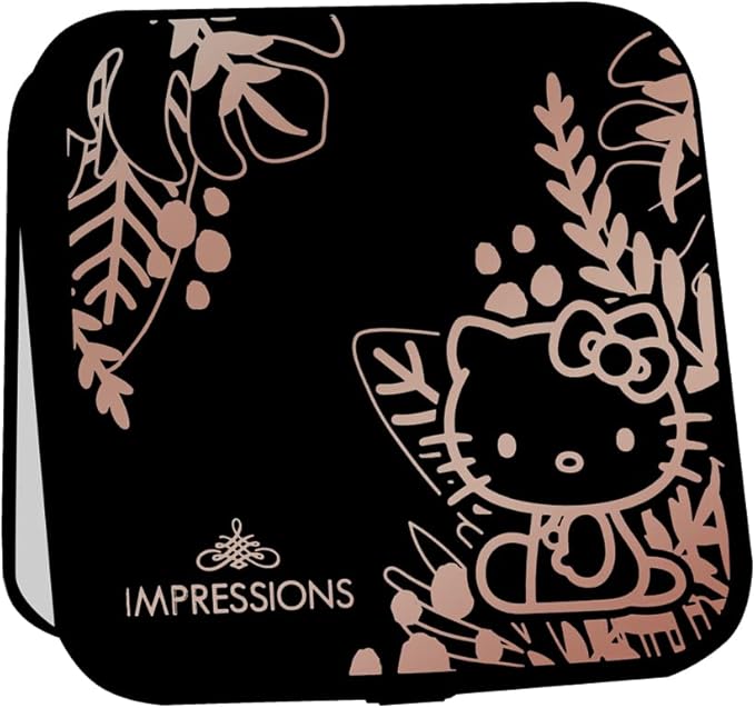 Impressions Vanity Hello Kitty Supercute Compact Mirror with Touch Sensor Switch for Adjustable Brightness, Lighted Makeup Mirror with LED Lights and 2X Magnifying Mirror Top (Black)