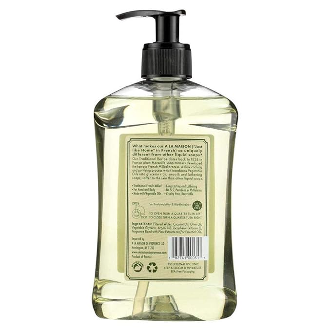 A LA MAISON Liquid Soap Hand and Body, Triple Milled, Essential Oils, Biodegradable, Plant Based, Vegan, Cruelty-Free, Alcohol & Paraben Free (Rosemary Mint 16.9 Fl Oz, 1 Pack)