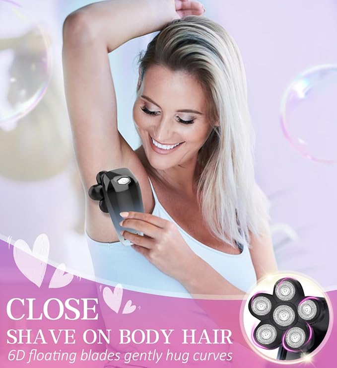 Electric Razors for Women-5 in 1 Lady Electric Shaver Wet Dry Womens Shaver for Legs-Close Shave | Painless Women Razors for Public Hair,Private Area,Face Nose Hair,Underarms,Bikini White Black