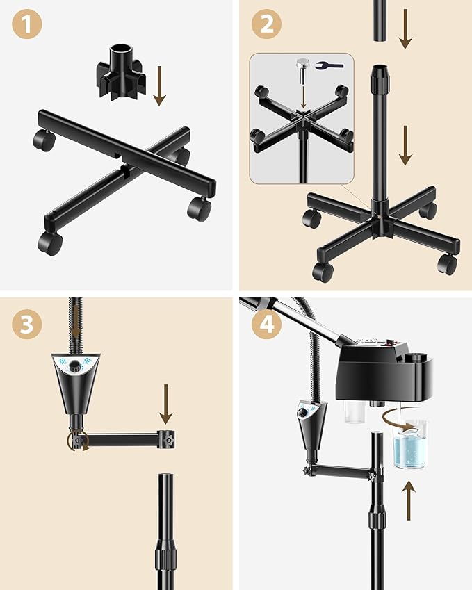 Facial Steamer Professional with 5X Magnifying Lamp, Facial Steamer on Wheels for Spa, Steamer for Face with Time Setting, Face Steamer for Facial Deep Cleaning for Esthetician(53inch)