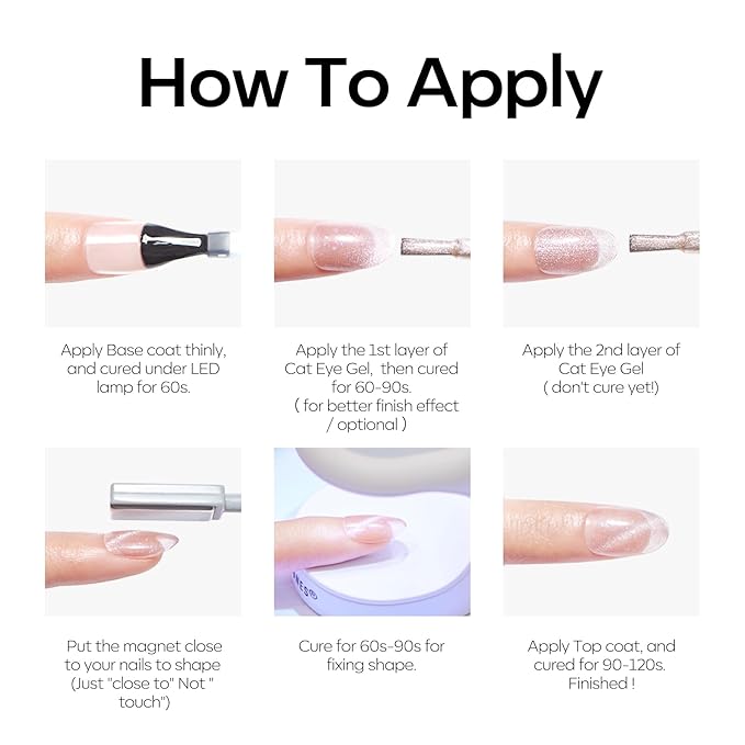 modelones Cat Eye Gel Nail Polish, 6 Colors Glitter Summer Pink Blue Green Blue Gel Polish Set with Magnet Sparkle Translucent Nail Gel Polish Kit Soak Off Led Nail Art Manicure Salon DIY Gifts