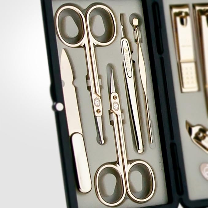 World No. 1, Three Seven 777 Travel Manicure Pedicure Grooming Kit Set, (Total 10 PC, Model: TS-2100G),Personal Nail care,Stainless steel, Made in Korea, Since 1975