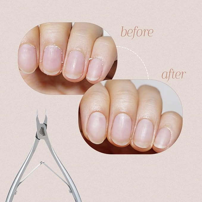 LUCANUS C type Cuticle Cutter Stainless Steel Cuticle Nippers with Hand-Sharpen Blades Cuticle Clippers for Nail Care Pedicure Manicure Nail Tools (Silver)