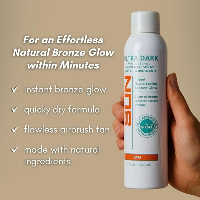 Sun Laboratories By Giesee Ultra Dark Micro Mist Spray Tanner - Self Tanning Lotion, Sun Tanning Lotion, Spray Tan Solution - Instant Tan Spray, Self Tanner Face Mist, Sunless Tanning Water Spray