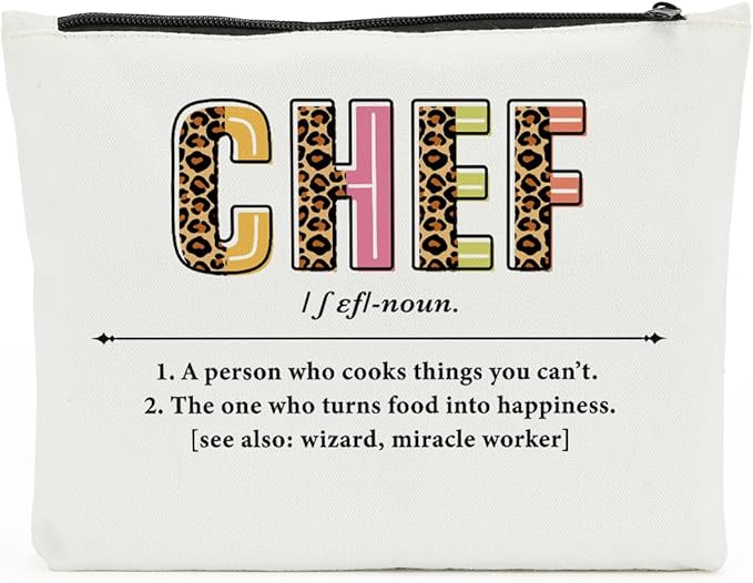 Chef Definition, Makeup Bag Cosmetic Bag, Cooking Lover for Women, Birthday Retirement Graduation Appreciation Gifts for Female Baking Lover Students Mom Friend