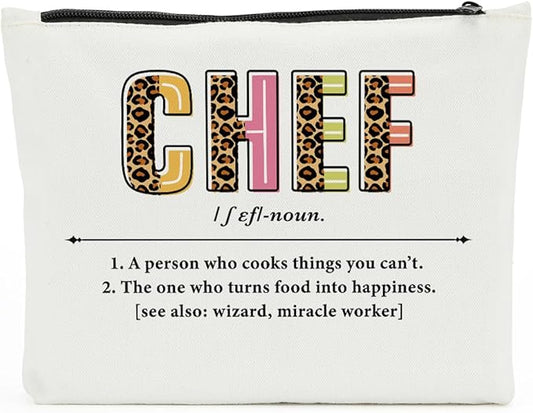 Chef Definition, Makeup Bag Cosmetic Bag, Cooking Lover for Women, Birthday Retirement Graduation Appreciation Gifts for Female Baking Lover Students Mom Friend