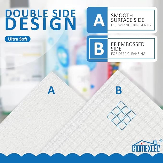 HOMEXCEL Face Towels, Disposable Face Towelette, Biodegradable Makeup Remover Dry Wipes, Super Soft Clean Facial Towels Wash Cloth for Sensitive Skin,600 Count