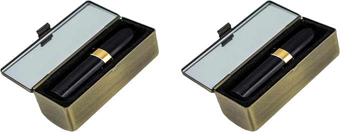 Stephanie Imports Set of 2 Rectangular Vintage Lipstick Cases With Glass Mirror (Leopard Print)